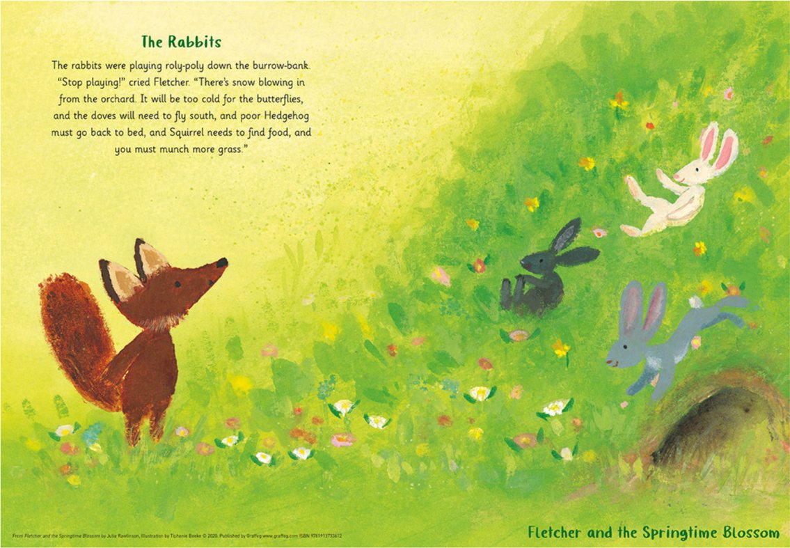 The Rabbits Fletcher and the Springtime Blossom Poster Graffeg Books