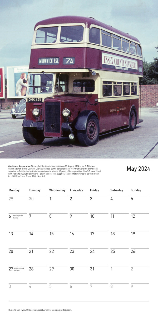 Heritage Buses of Britain Calendar 2024 Graffeg Books