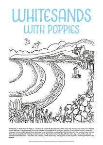 Whitesands with Poppies - Helen Elliott Colouring Poster