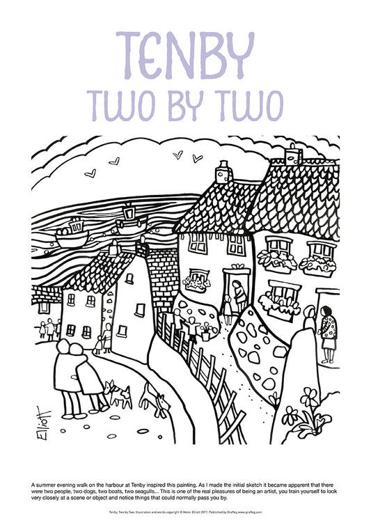 Tenby Two by Two - Helen Elliott Colouring Poster