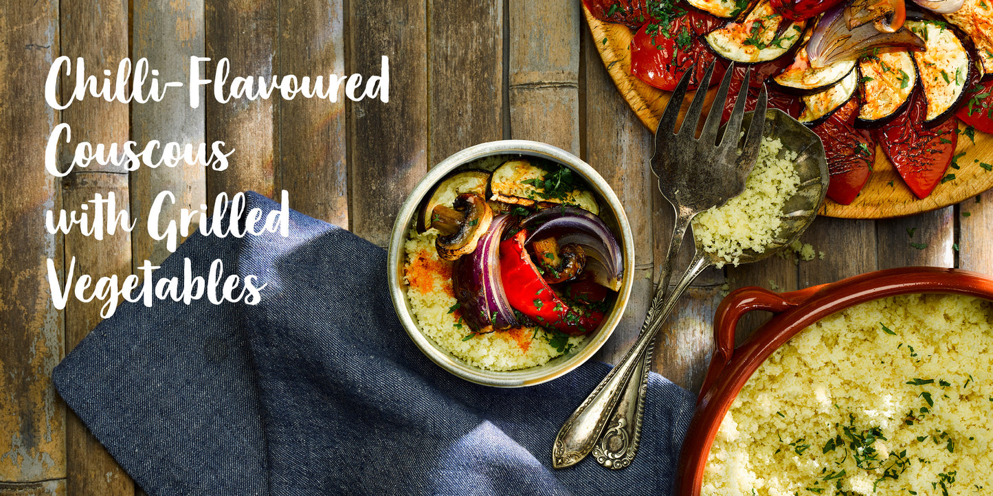Vegan cookery book recipe book plant-based African Twist BAME in Wales Chilli Flavour Couscous grilled vegetables