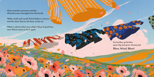 Blow, Wind, Blow by Dom Conlon and Anastasia Izlesou book page environmental poetic picture book