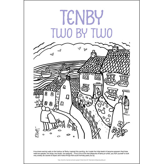 Tenby Two by Two - Helen Elliott Colouring Poster