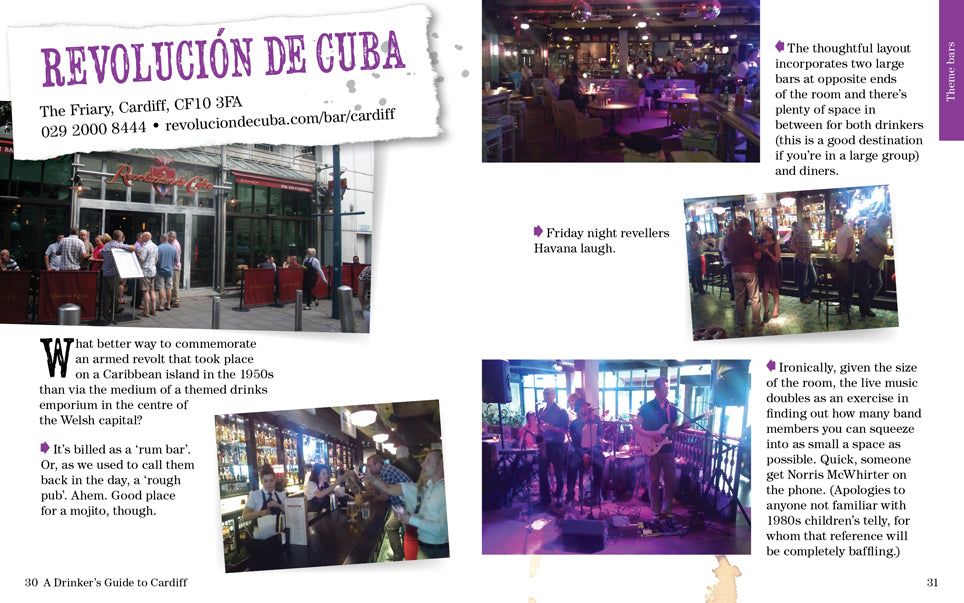 A Drinker's Guide to Cardiff Oliver Hurley photographs by Phil Jones published by Graffeg Revolucion de Cuba