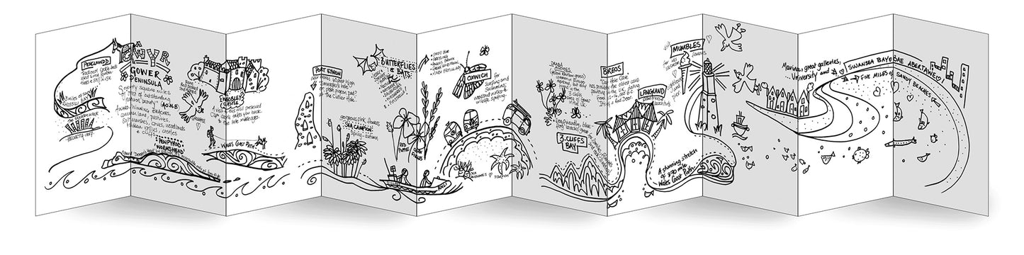 Gower Coast Concertina Colouring Book, Helen Elliott, published by Graffeg