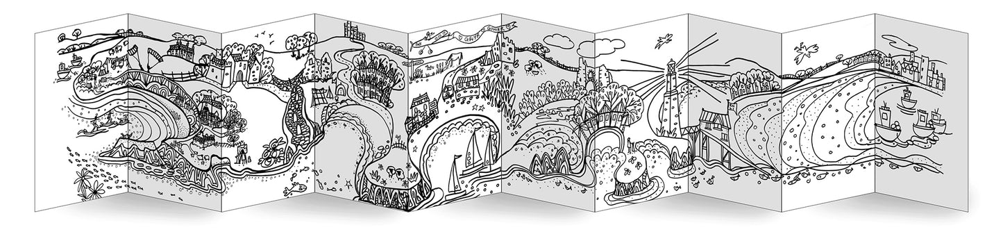 Gower Coast Concertina Colouring Book, Helen Elliott, published by Graffeg