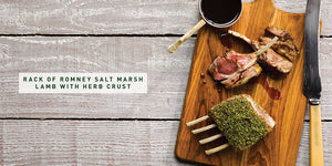 Flavours of England Roasts Gilli Davies and Huw Jones published by Graffeg rack of Romney salt marsh lamb with herb crust