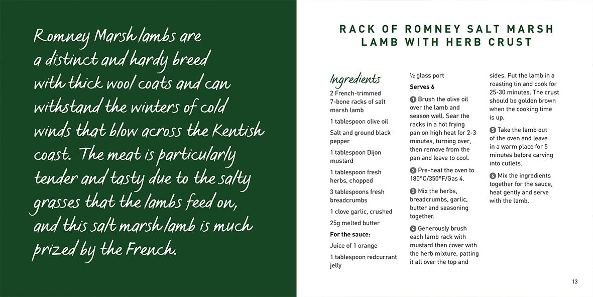 Flavours of England Roasts Gilli Davies and Huw Jones published by Graffeg rack of Romney salt marsh lamb with herb crust