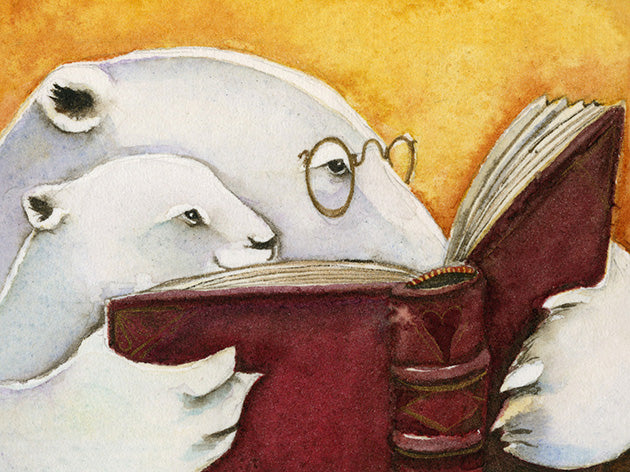 Jackie Morris Art - two bears reading a book