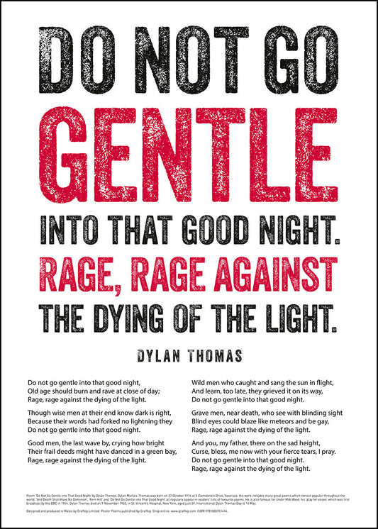 Do Not Go Gentle by Dylan Thomas. Poster Poem Type