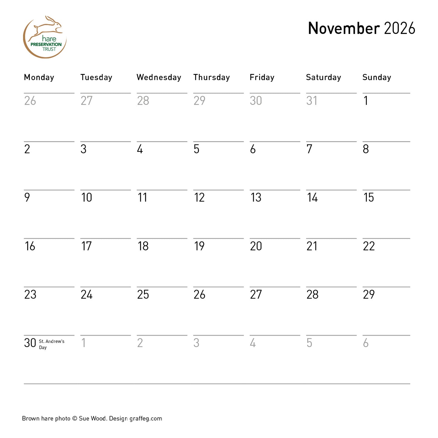 The Hare Calendar 2026