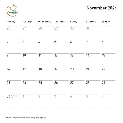 The Hare Calendar 2026