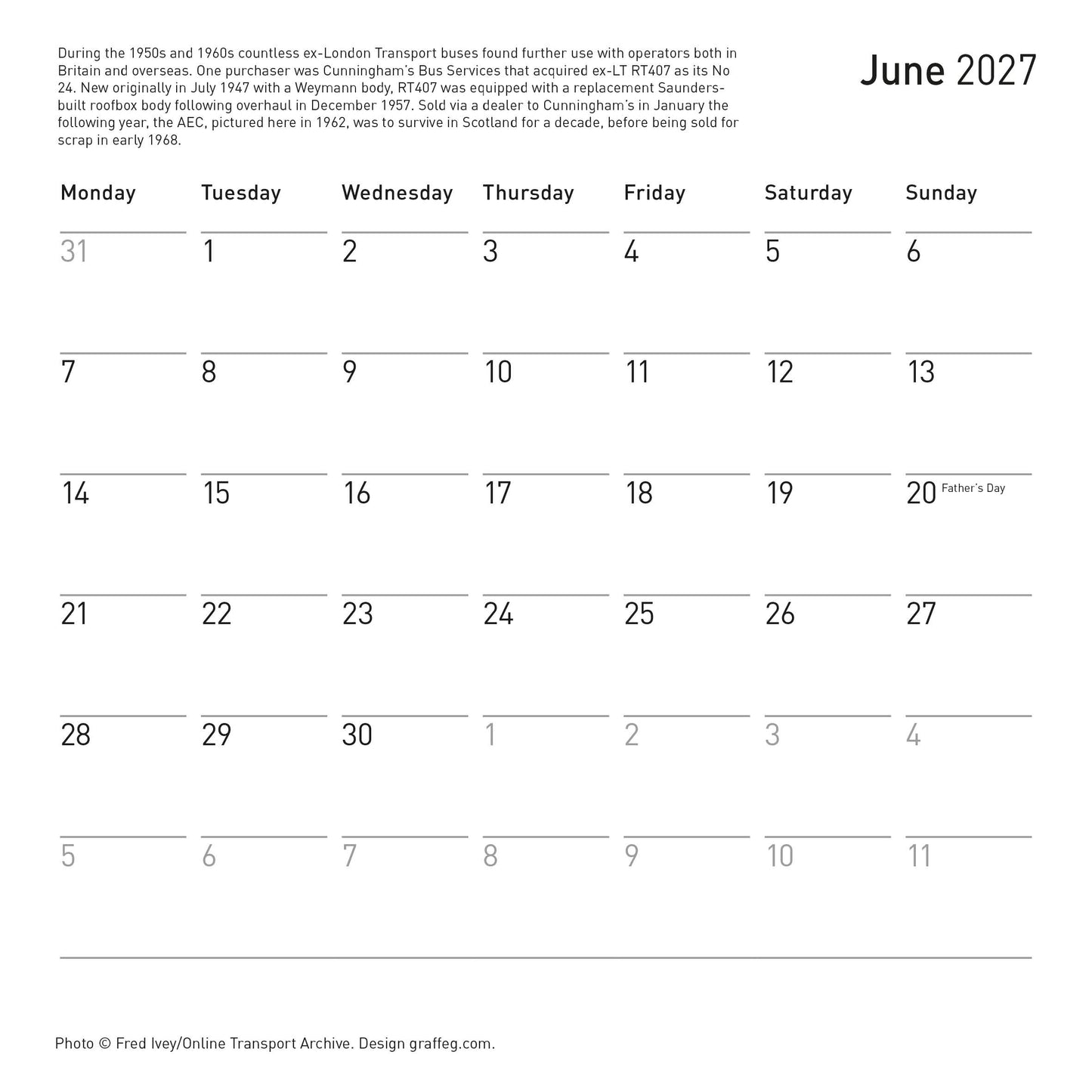 Heritage Buses of Britain Calendar 2027