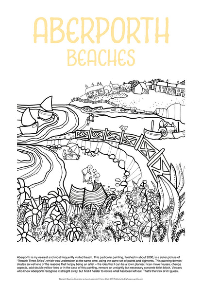 Aberporth Beaches - Helen Elliott Colouring Poster
