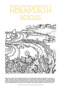 Aberporth Beaches - Helen Elliott Colouring Poster