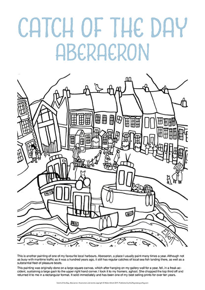 Catch of the Day Aberaeron - Helen Elliott Colouring Poster