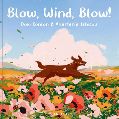 Blow, Wind, Blow by Dom Conlon and Anastasia Izlesou book cover environmental poetic picture book