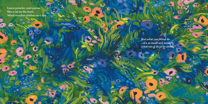 Blow, Wind, Blow by Dom Conlon and Anastasia Izlesou book page environmental poetic picture book