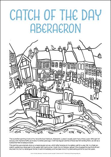 Catch of the Day Aberaeron - Helen Elliott Colouring Poster
