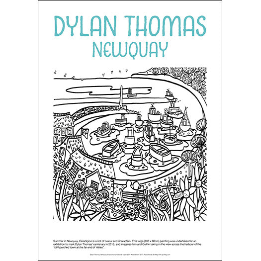 Dylan Thomas Newquay - Helen Elliott Colouring Poster