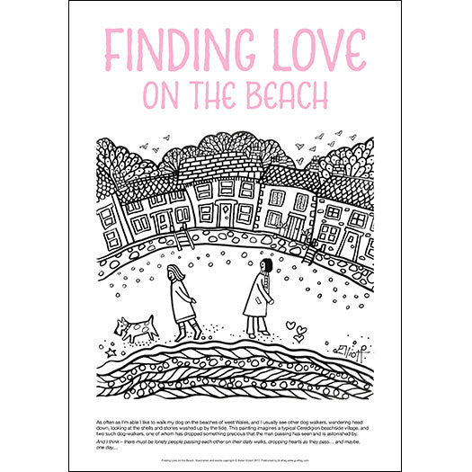 Finding Love on the Beach - Helen Elliott Colouring Poster