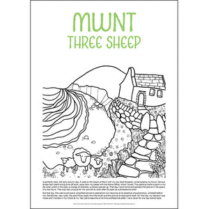 Mwnt Three Sheep - Helen Elliott Colouring Poster