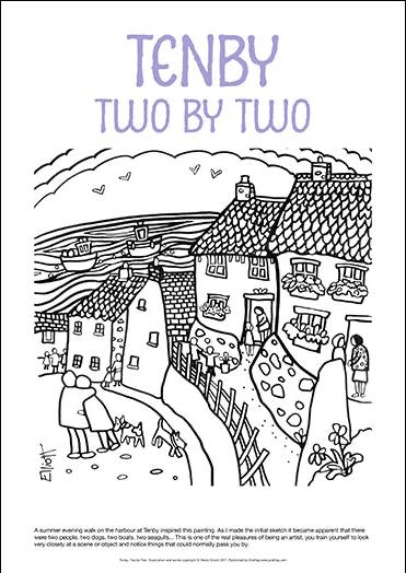 Tenby Two by Two - Helen Elliott Colouring Poster