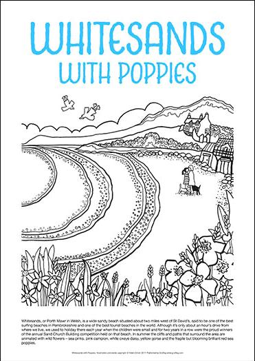 Whitesands with Poppies - Helen Elliott Colouring Poster