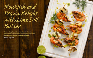 Flavours of Wales Collection Gilli Davies Huw Jones published by Graffeg monkfish and prawn kebabs with lime dill butter