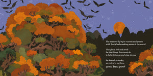 Grow, Tree, Grow by Dom Conlon and Anastasia Izlesou book page environmental poetic picture book