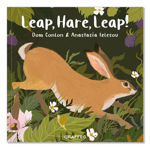 Leap, Hare, Leap by Dom Conlon and Anastasia Izlesou book page environmental poetic picture book