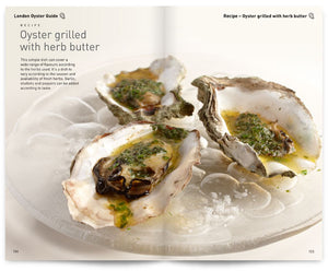 London Oyster Guide by Colin Pressdee, Shellfish Association of Great Britain, published by Graffeg. Oyster grilled with herb butter