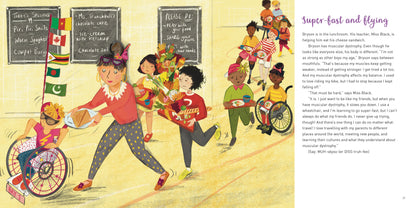 inclusive diverse picture book about different conditions and disabilities such as autism, dyslexia, downs syndrome, ADHD cystic fibrosis, muscular dystrophy, cerebral palsy, spina bifida, epilepsy and asthma