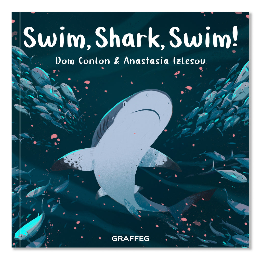 Swim Shark Swim by Dom Conlon and Anastasia Izlesou book cover environmental poetic picture book